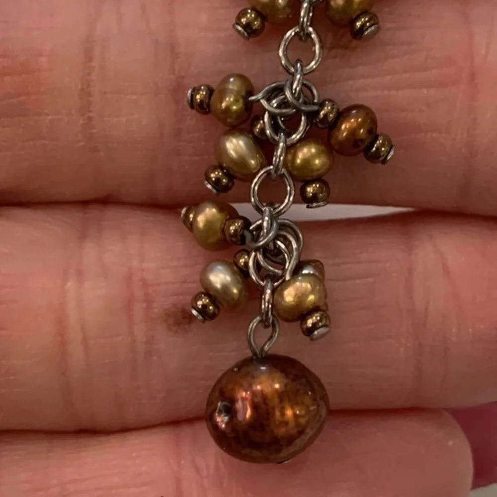 5 pair lot nice quality lever back genuine Pearl dangle rhinestone crystal